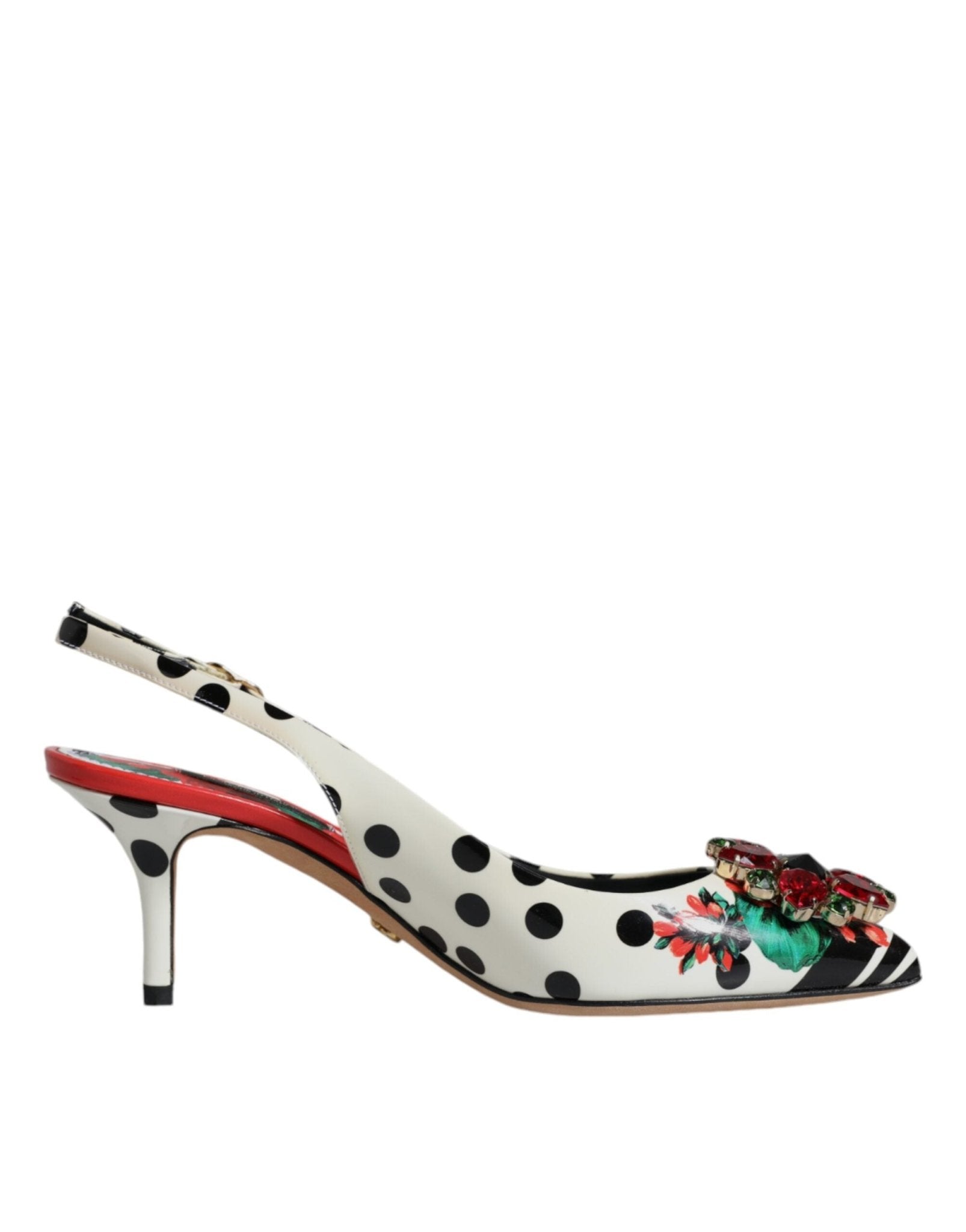 Dolce & Gabbana Multicolor Leather Crystal Heels Slingback Shoes - SMARTMARTNZ