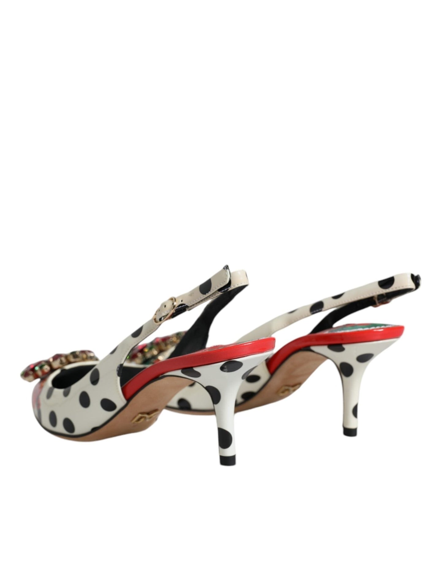 Dolce & Gabbana Multicolor Leather Crystal Heels Slingback Shoes - SMARTMARTNZ