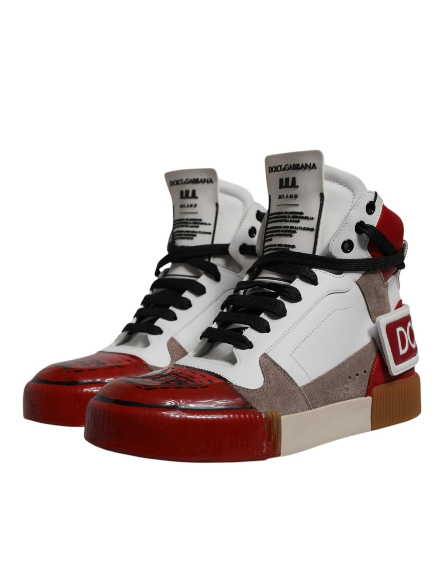Dolce & Gabbana Multicolor Leather High Top Sneakers Shoes - SMARTMARTNZ
