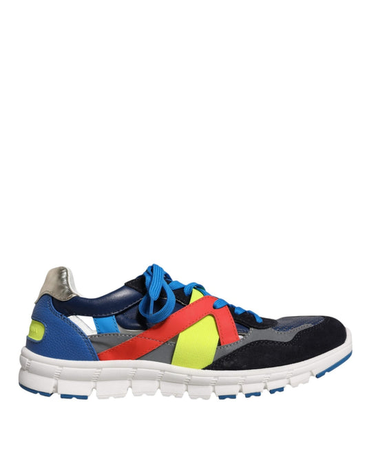 Dolce & Gabbana Multicolor Leather Suede Low Top Sneakers Shoes - SMARTMARTNZ
