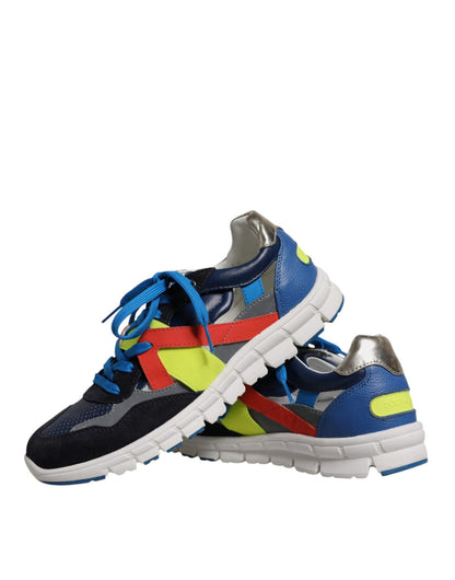 Dolce & Gabbana Multicolor Leather Suede Low Top Sneakers Shoes - SMARTMARTNZ