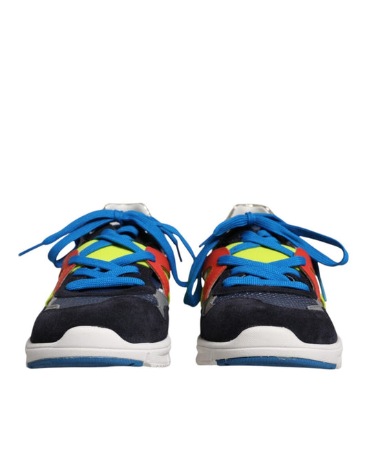 Dolce & Gabbana Multicolor Leather Suede Low Top Sneakers Shoes - SMARTMARTNZ