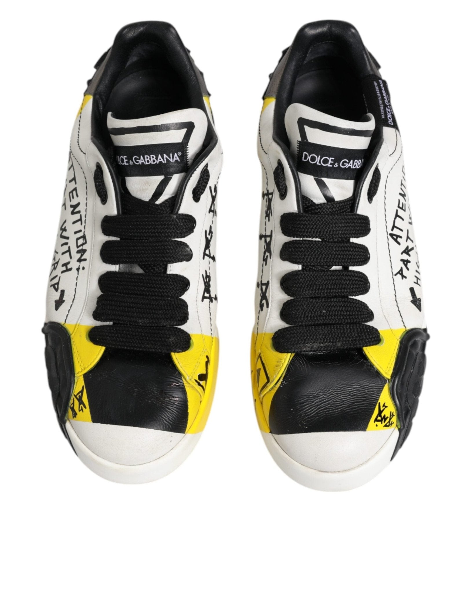 Dolce & Gabbana Multicolor Lettering Portofino Sneakers Shoes - SMARTMARTNZ