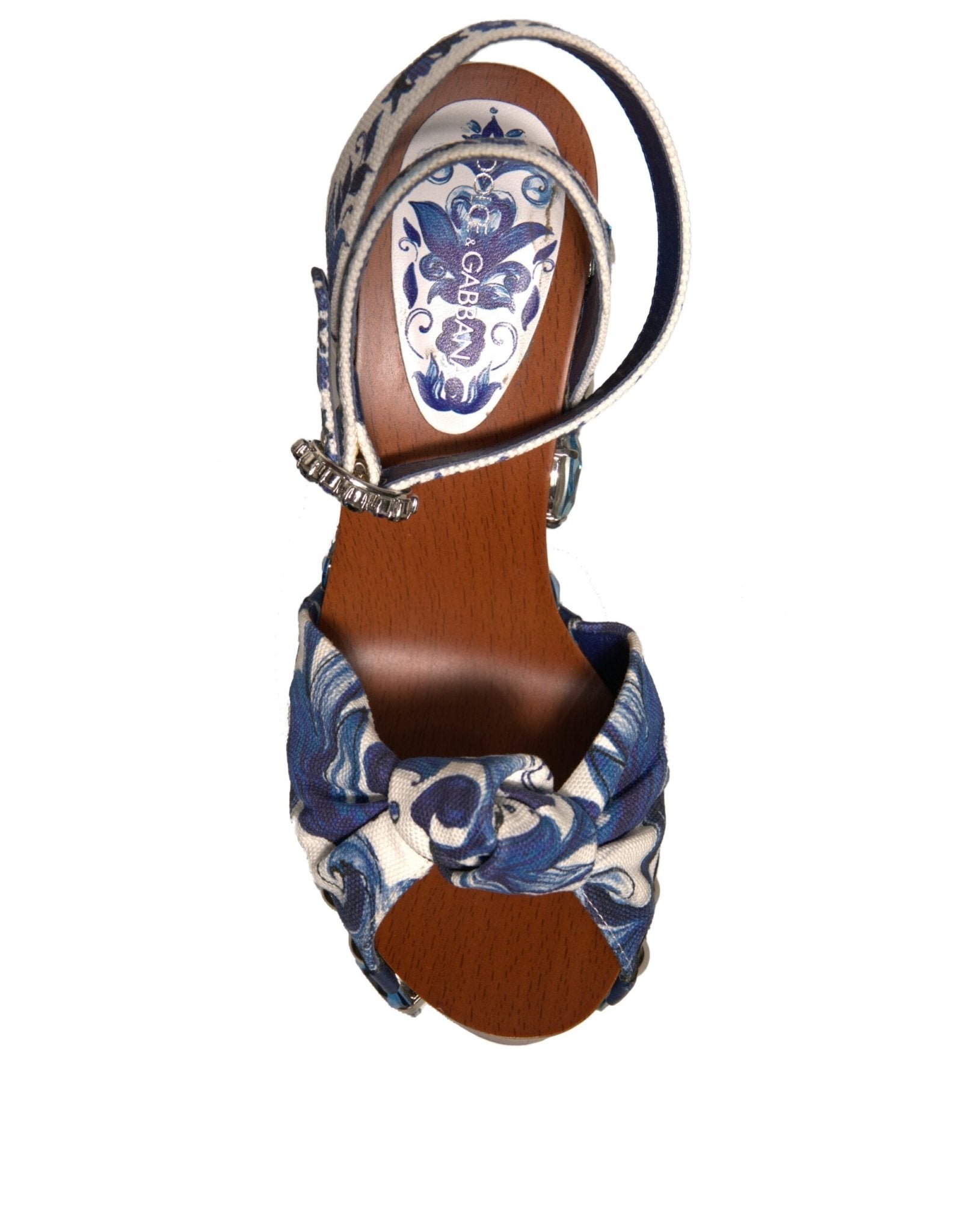 Dolce & Gabbana Multicolor Majolica Embellished Wedge Sandals Shoes - SMARTMARTNZ