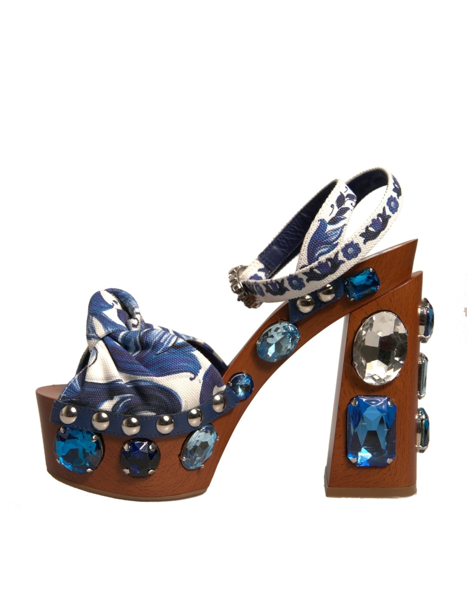 Dolce & Gabbana Multicolor Majolica Embellished Wedge Sandals Shoes - SMARTMARTNZ