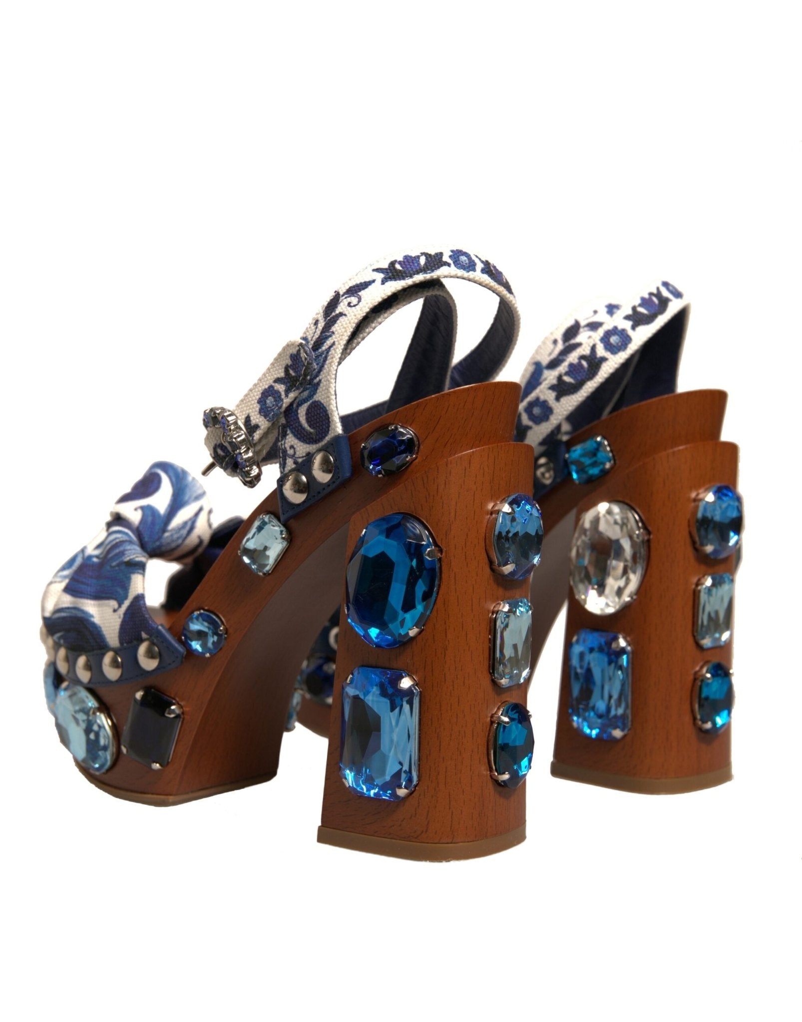 Dolce & Gabbana Multicolor Majolica Embellished Wedge Sandals Shoes - SMARTMARTNZ