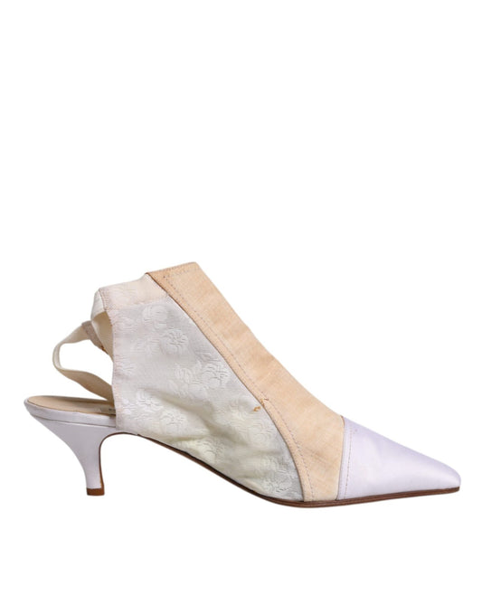 Dolce & Gabbana Multicolor Patchwork Heels Slingback Shoes - SMARTMARTNZ