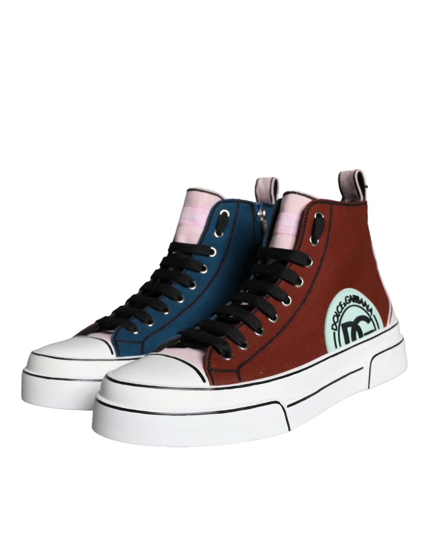 Dolce & Gabbana Multicolor Patchwork High Top Sneaker Shoes - SMARTMARTNZ