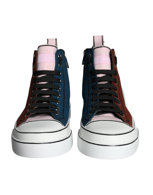 Dolce & Gabbana Multicolor Patchwork High Top Sneaker Shoes - SMARTMARTNZ