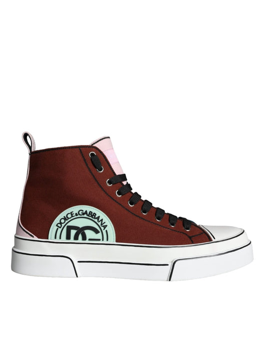 Dolce & Gabbana Multicolor Patchwork High Top Sneaker Shoes - SMARTMARTNZ