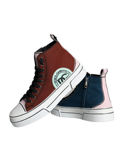 Dolce & Gabbana Multicolor Patchwork High Top Sneaker Shoes - SMARTMARTNZ