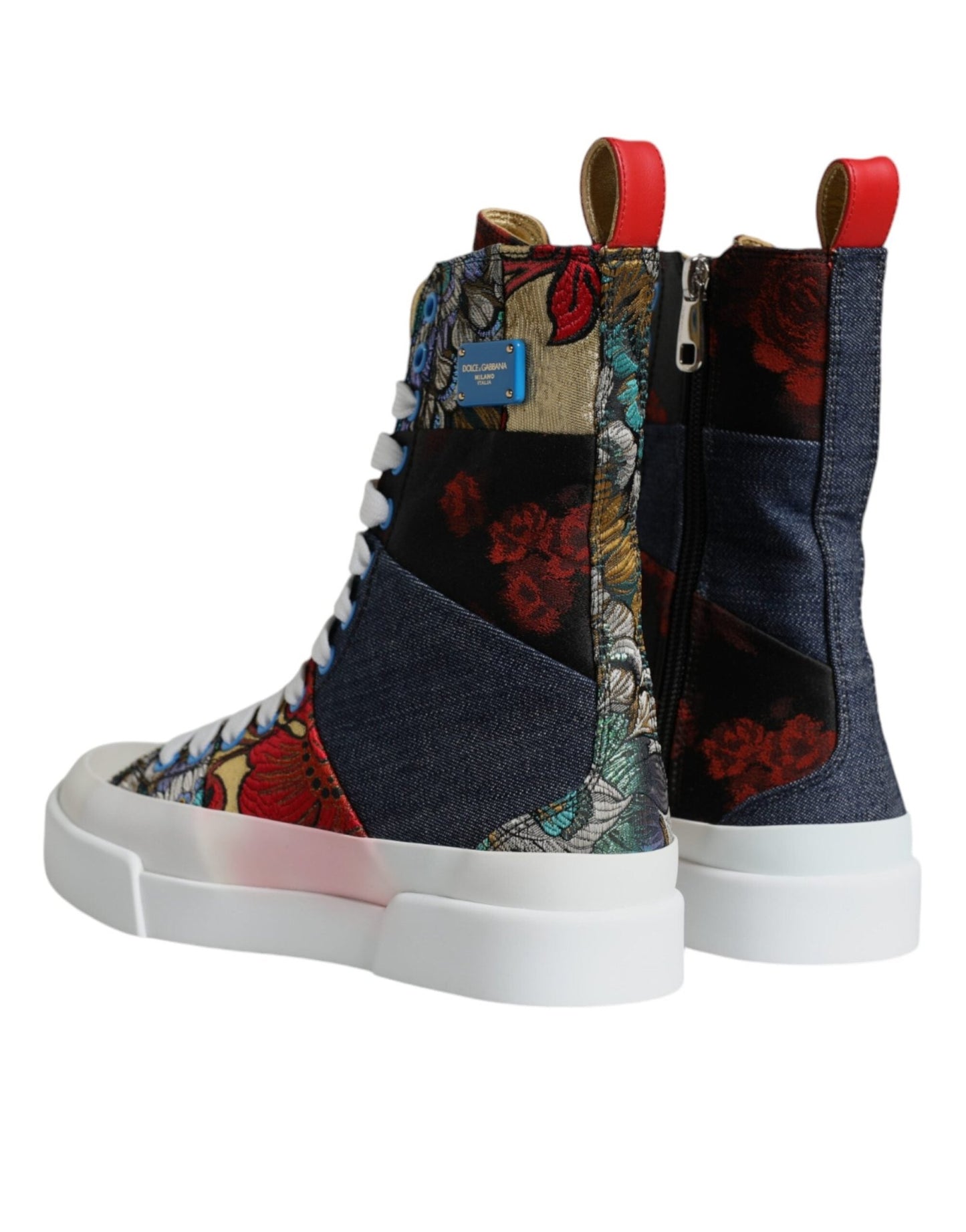 Dolce & Gabbana Multicolor Patchwork High Top Sneakers Shoes - SMARTMARTNZ