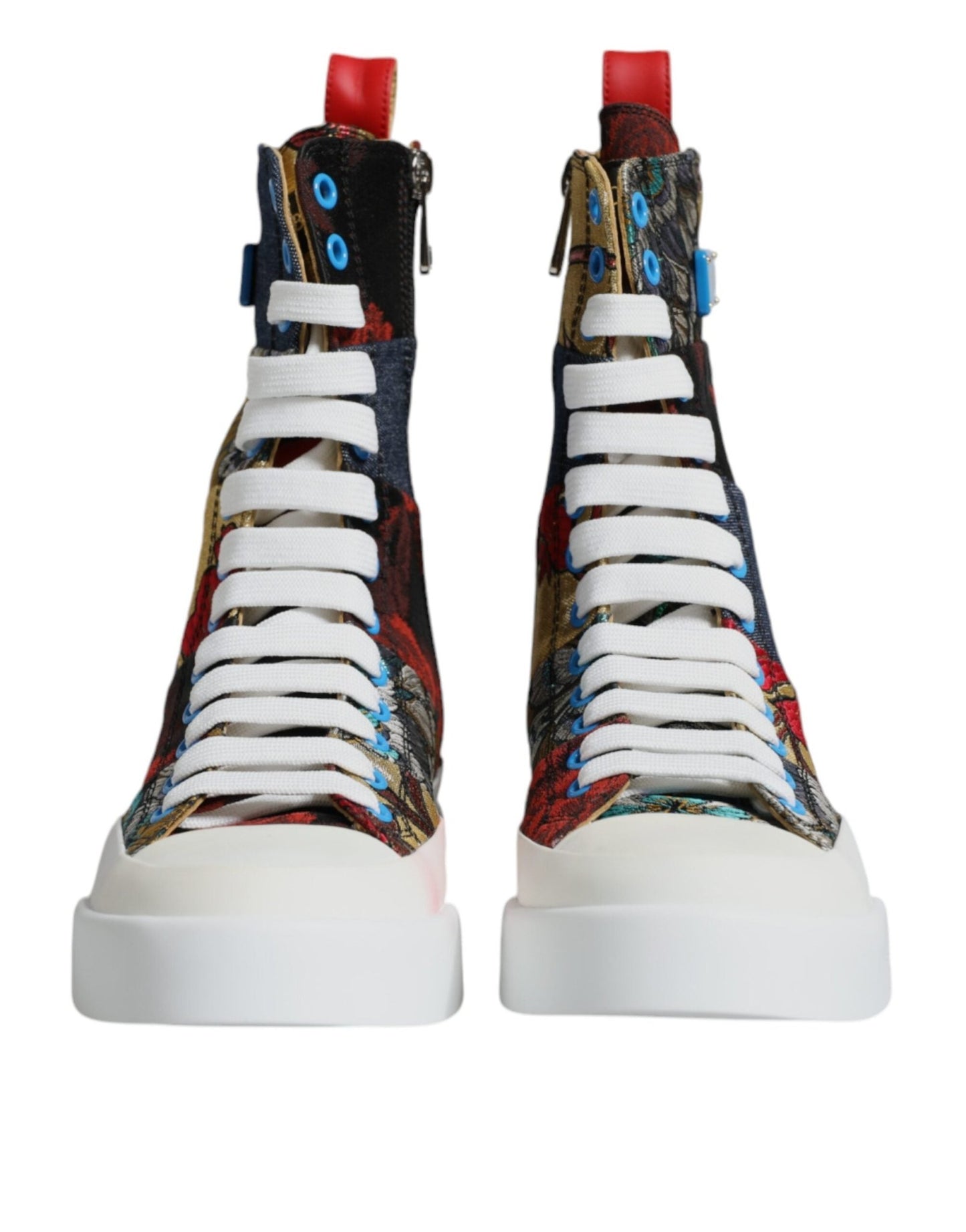 Dolce & Gabbana Multicolor Patchwork High Top Sneakers Shoes - SMARTMARTNZ