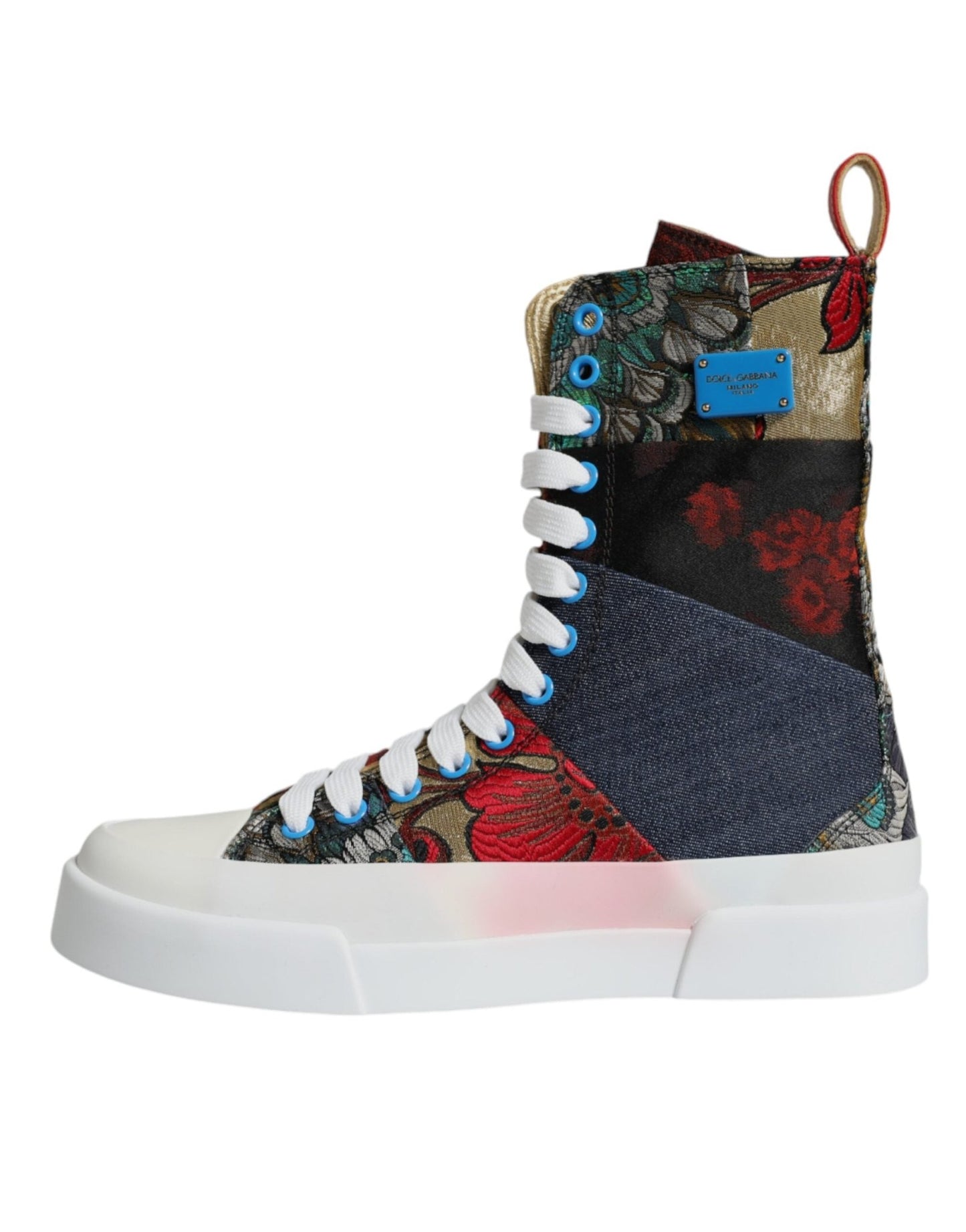 Dolce & Gabbana Multicolor Patchwork High Top Sneakers Shoes - SMARTMARTNZ