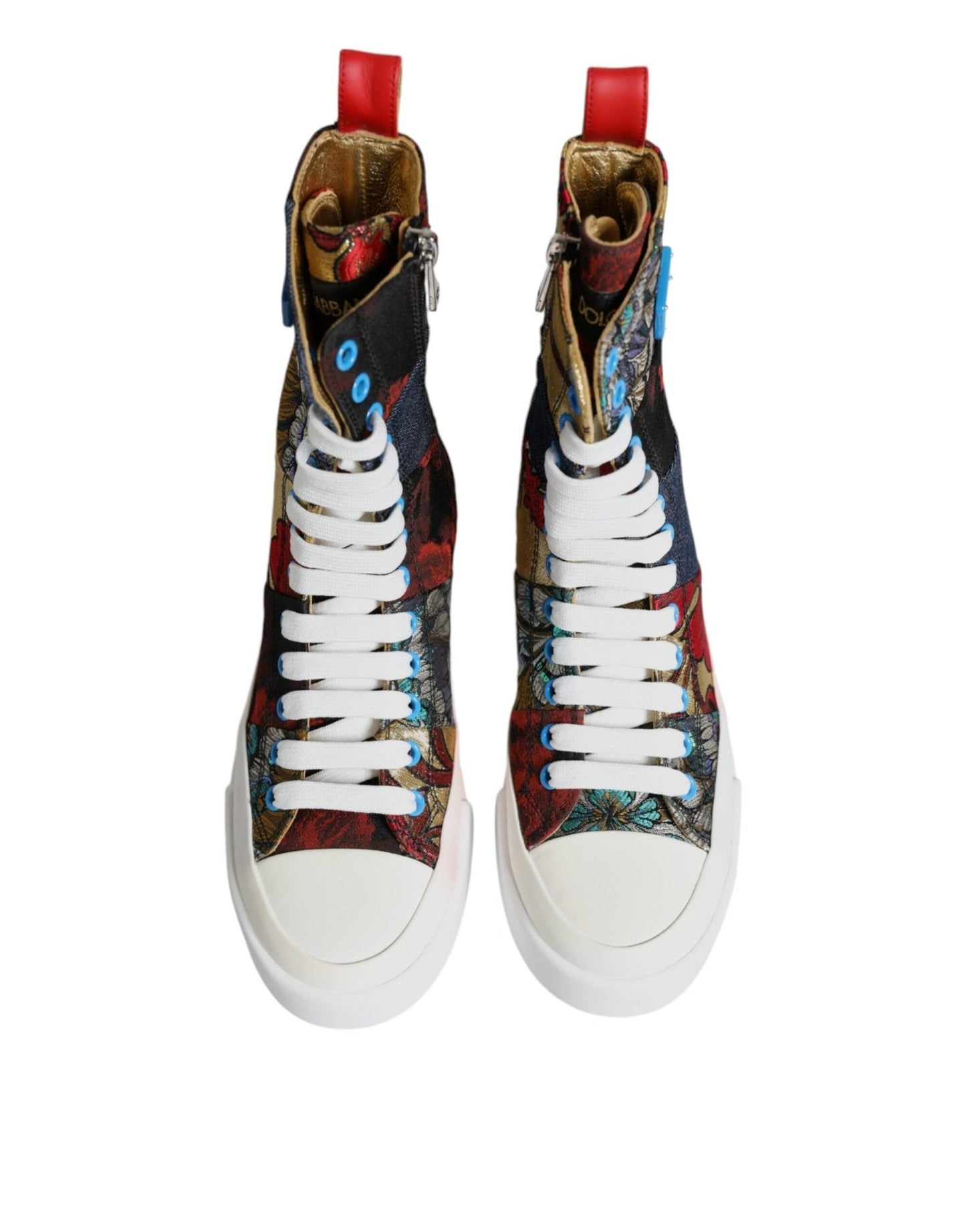 Dolce & Gabbana Multicolor Patchwork High Top Sneakers Shoes - SMARTMARTNZ