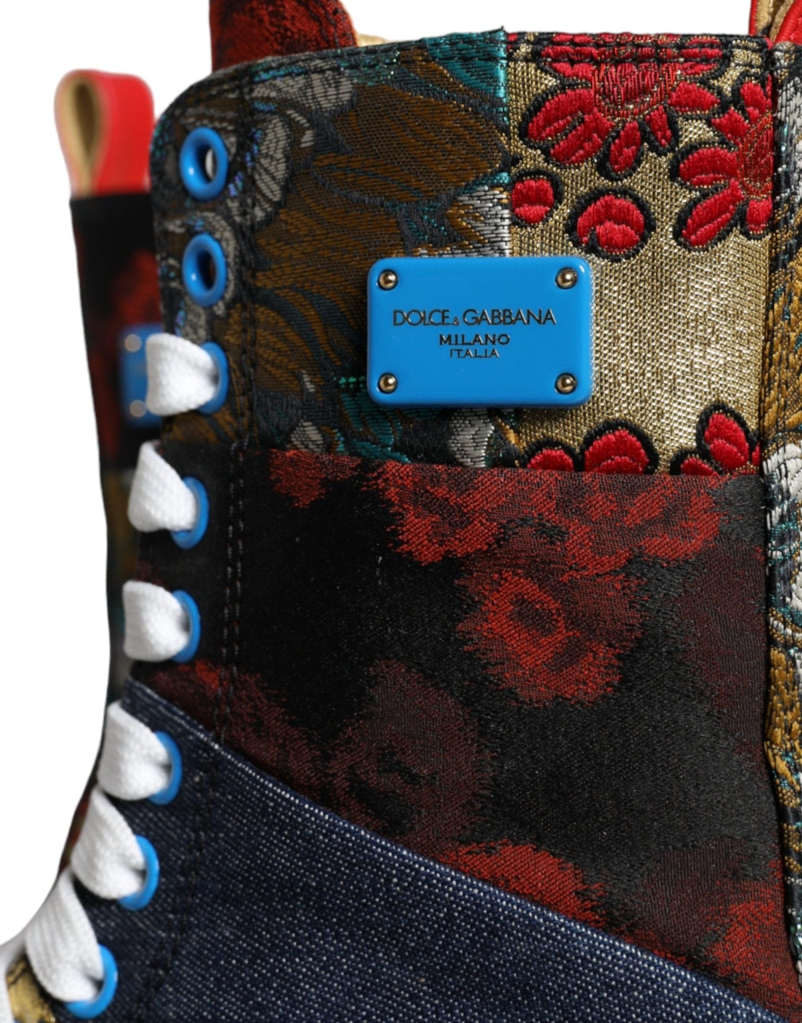 Dolce & Gabbana Multicolor Patchwork Logo High Top Sneakers Shoes - SMARTMARTNZ