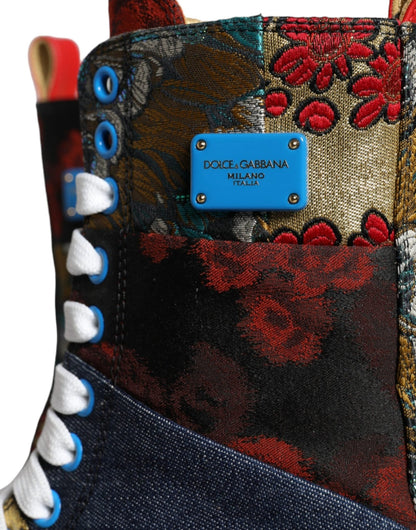 Dolce & Gabbana Multicolor Patchwork Logo High Top Sneakers Shoes - SMARTMARTNZ