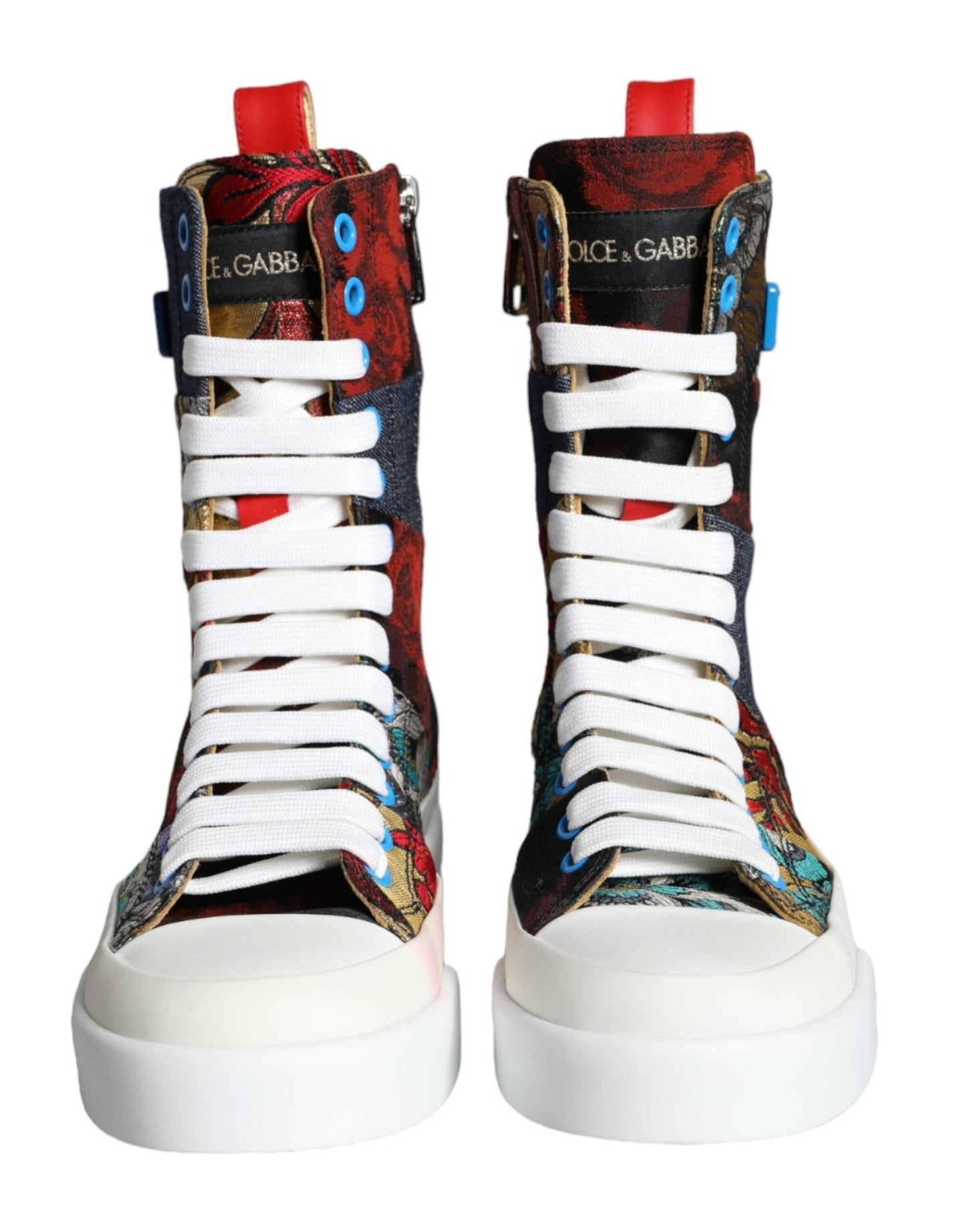 Dolce & Gabbana Multicolor Patchwork Logo High Top Sneakers Shoes - SMARTMARTNZ