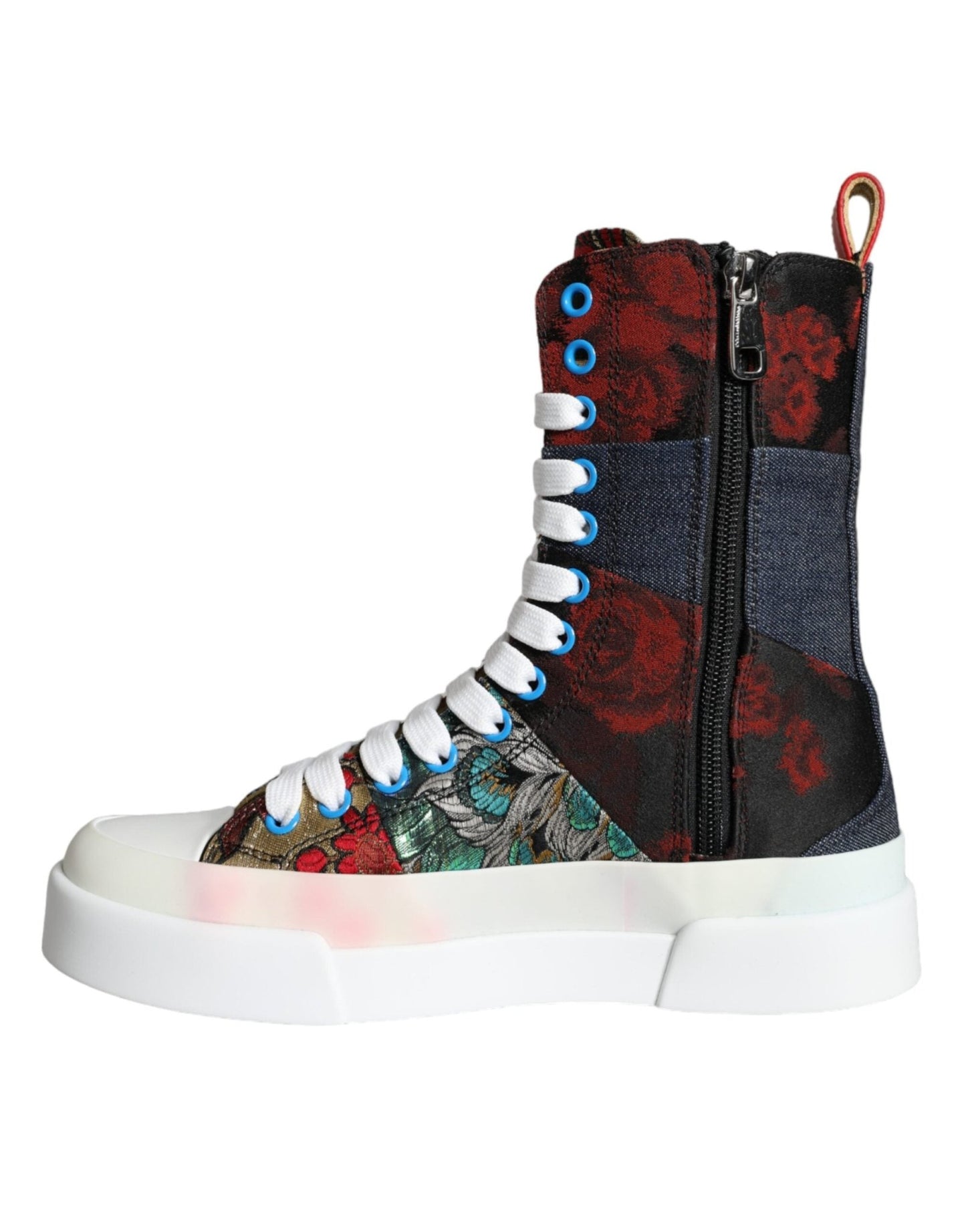 Dolce & Gabbana Multicolor Patchwork Logo High Top Sneakers Shoes - SMARTMARTNZ