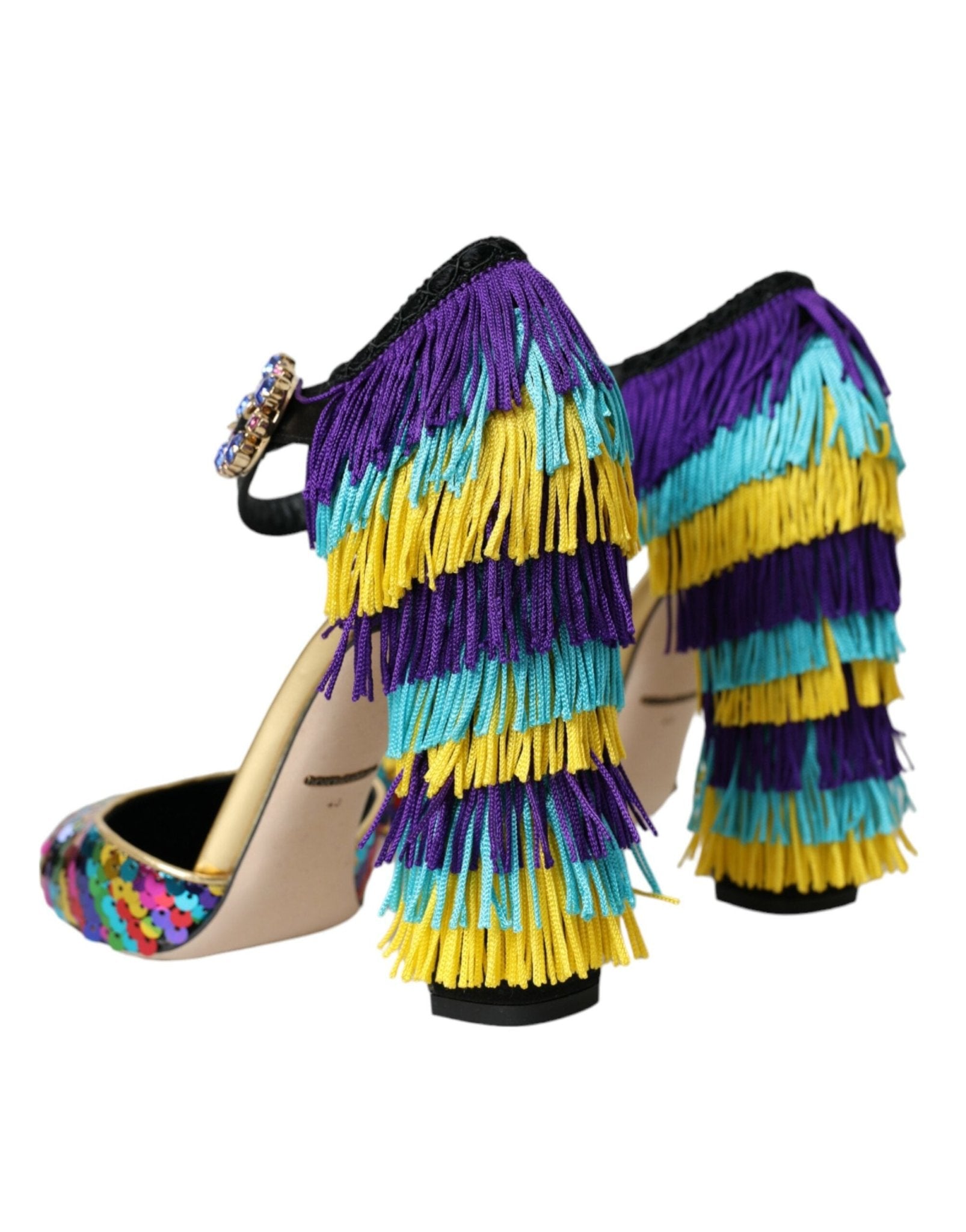 Dolce & Gabbana Multicolor Sequin Crystal Mary Jane Shoes - SMARTMARTNZ