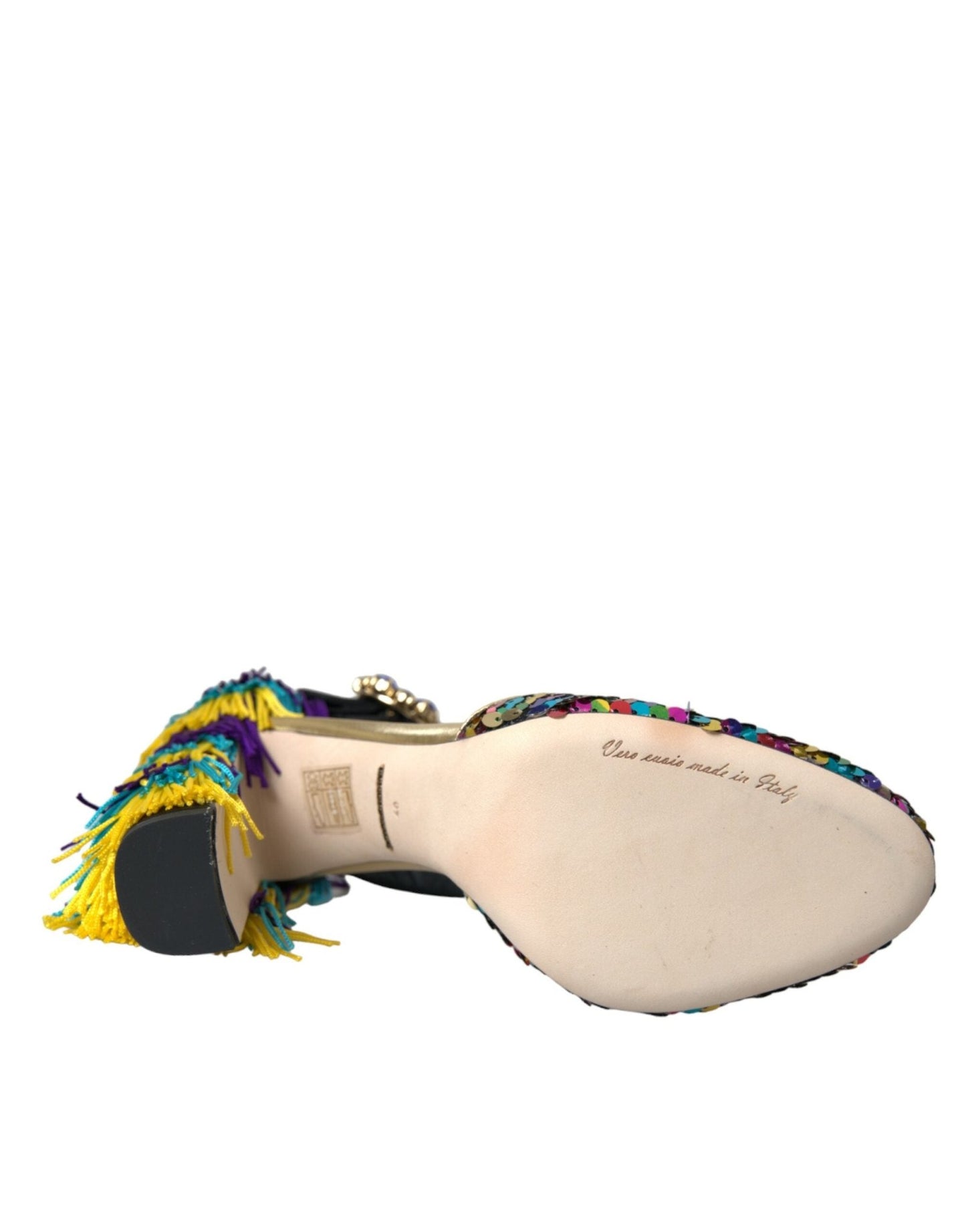 Dolce & Gabbana Multicolor Sequin Crystal Mary Jane Shoes - SMARTMARTNZ