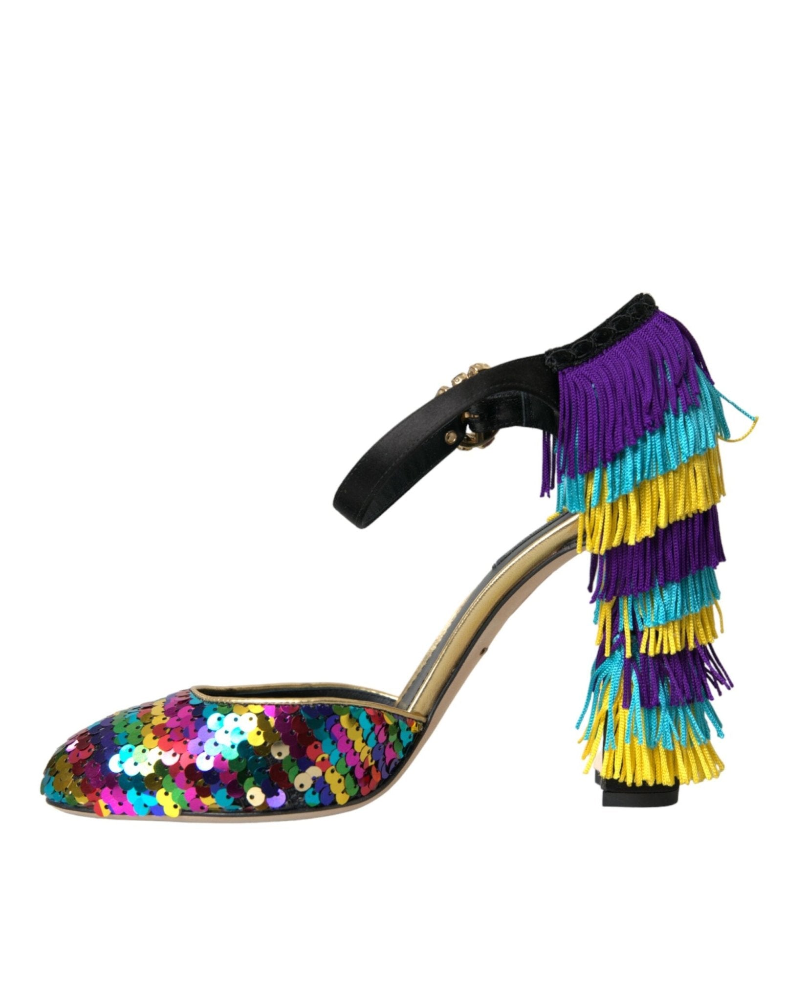 Dolce & Gabbana Multicolor Sequin Crystal Mary Jane Shoes - SMARTMARTNZ