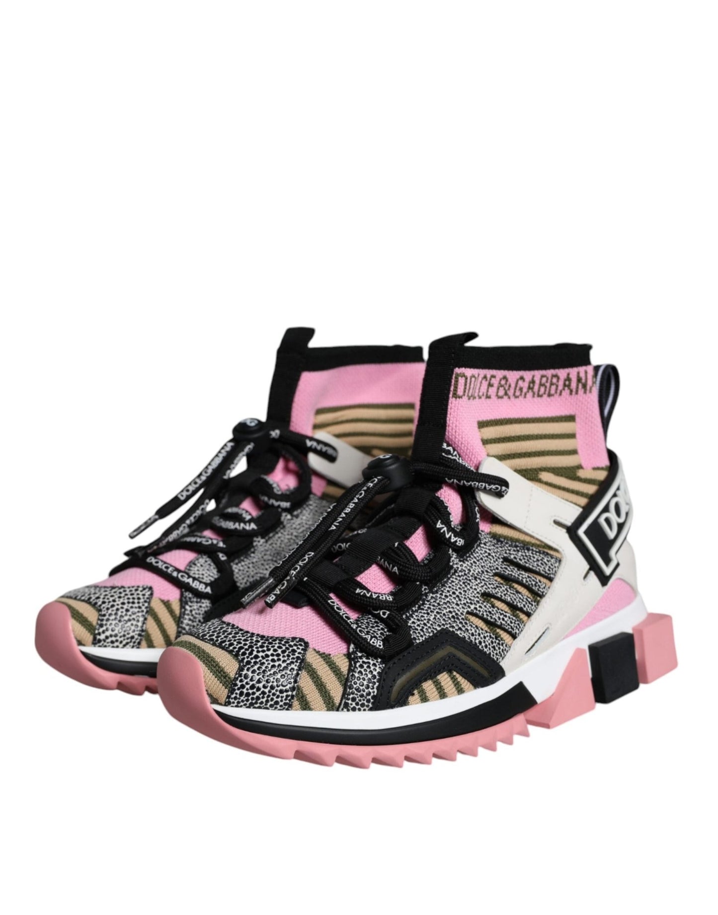 Dolce & Gabbana Multicolor Sorrento Socks Logo Sneakers Shoes - SMARTMARTNZ