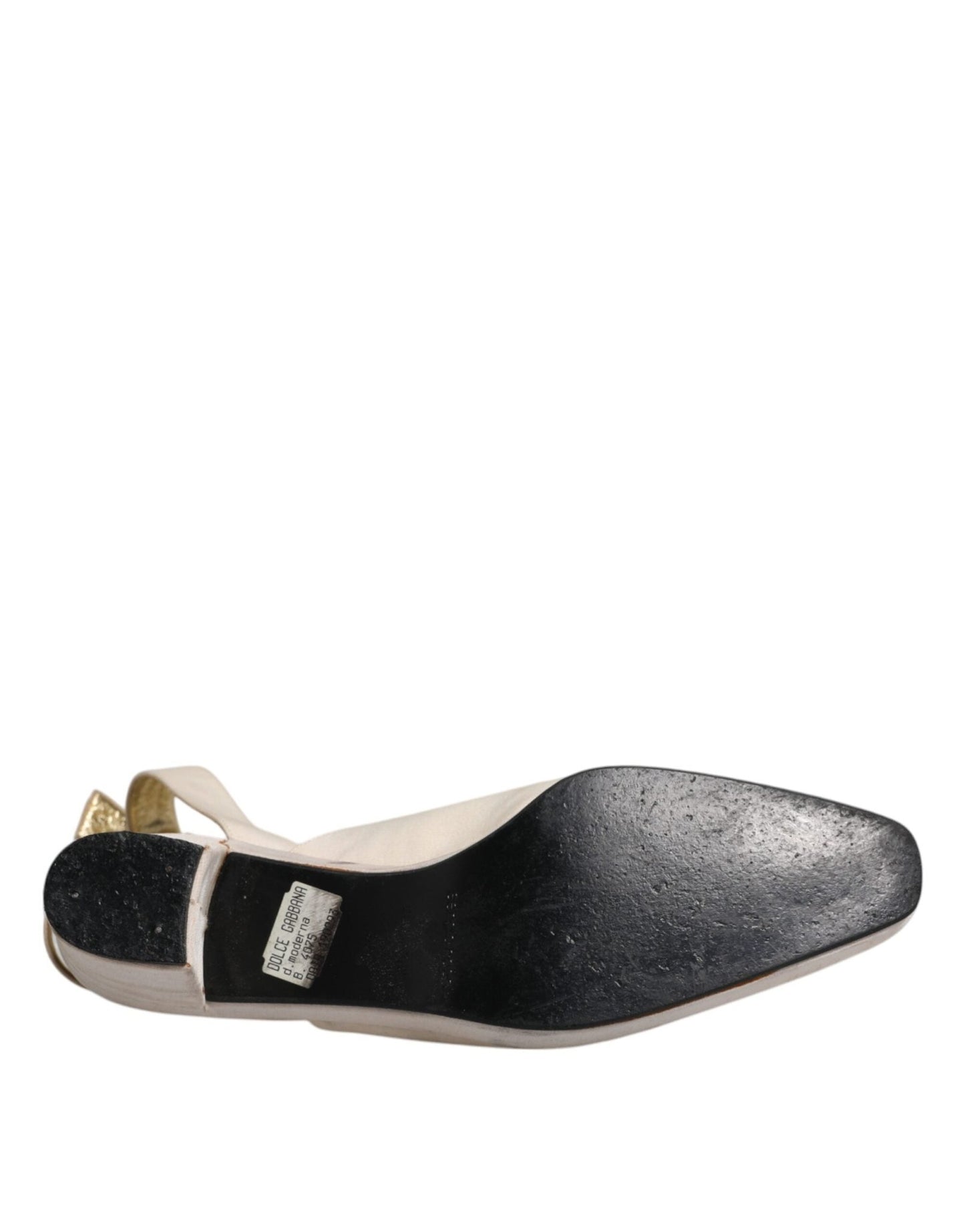 Dolce & Gabbana Off White Block Heels Slingback Sandals Shoes - SMARTMARTNZ