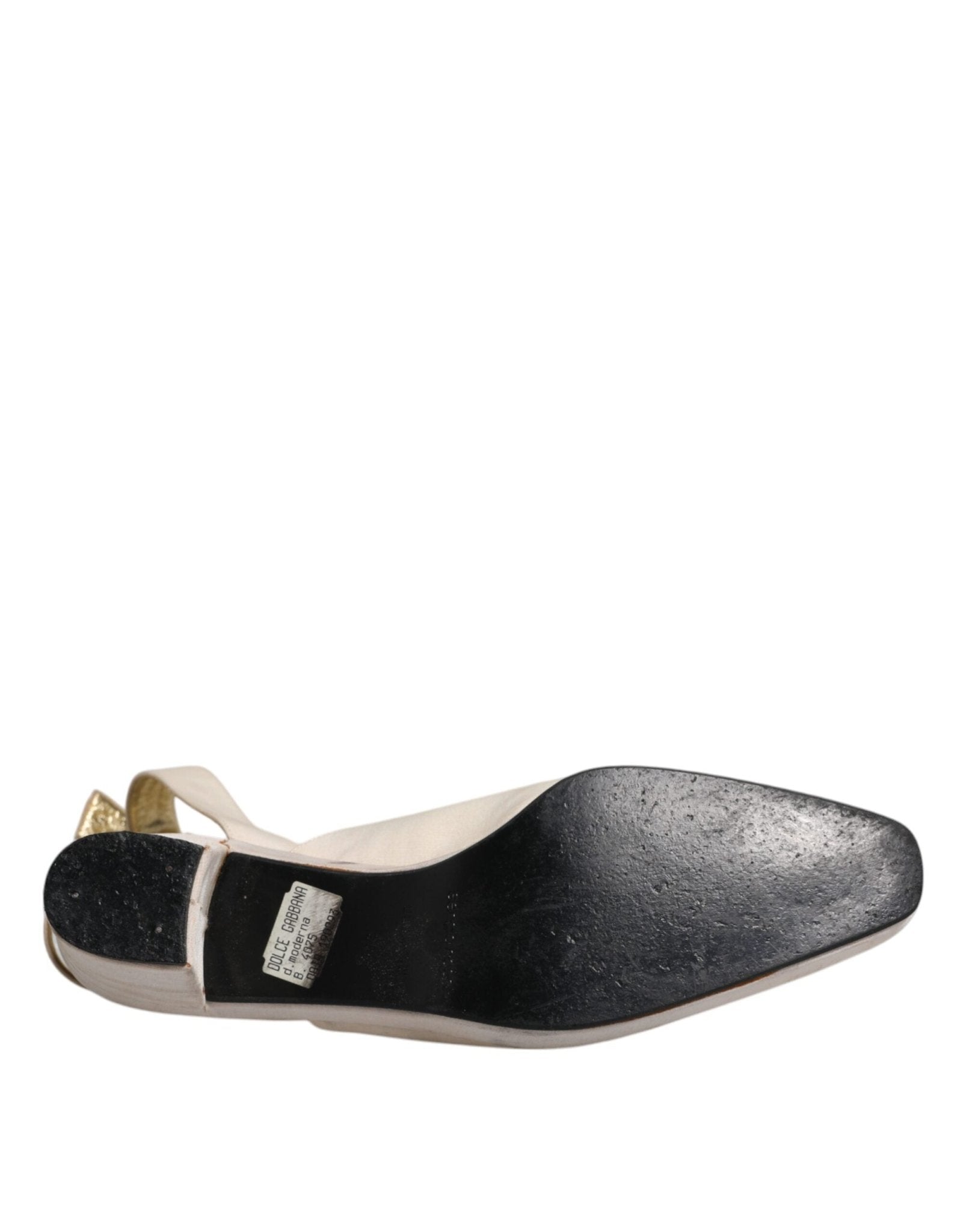 Dolce & Gabbana Off White Block Heels Slingback Sandals Shoes - SMARTMARTNZ