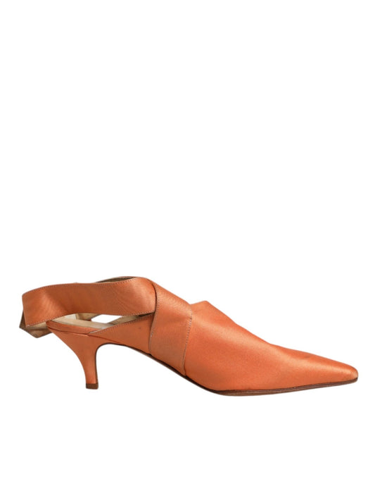 Dolce & Gabbana Orange Kitten Heels Slingback Sandals Shoes - SMARTMARTNZ