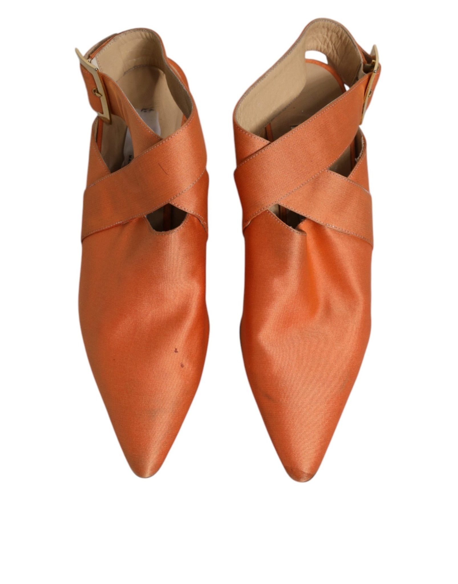 Dolce & Gabbana Orange Kitten Heels Slingback Sandals Shoes - SMARTMARTNZ