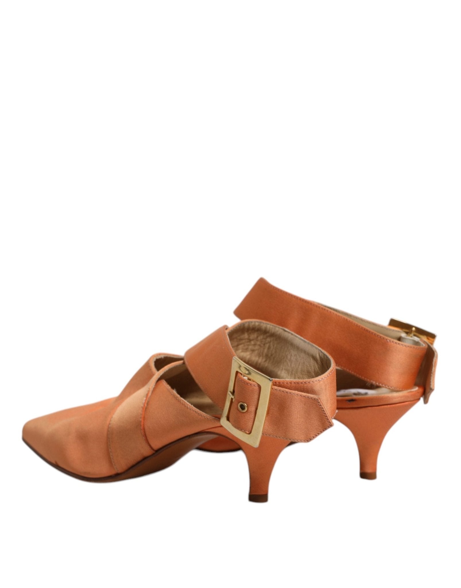 Dolce & Gabbana Orange Kitten Heels Slingback Sandals Shoes - SMARTMARTNZ