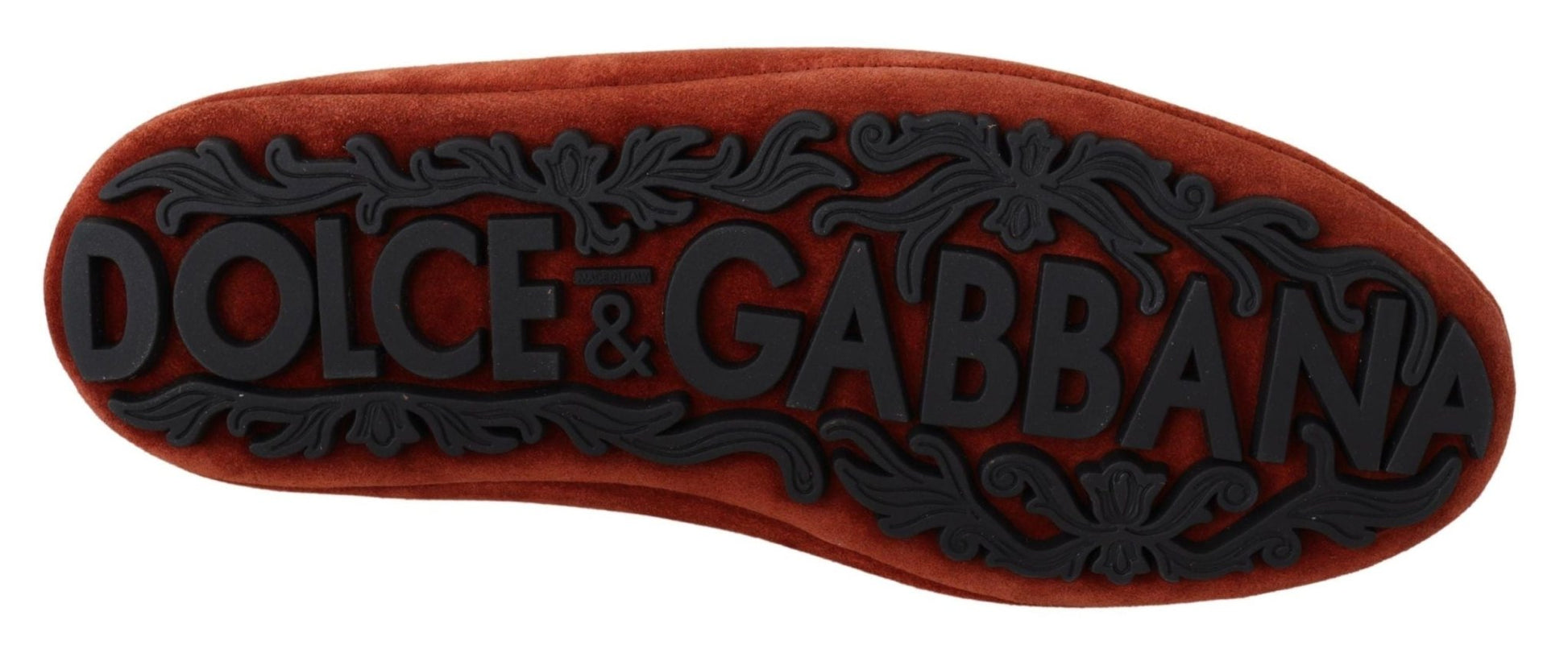 Dolce & Gabbana Orange Leather Crystal Crown Loafers Shoes - SMARTMARTNZ