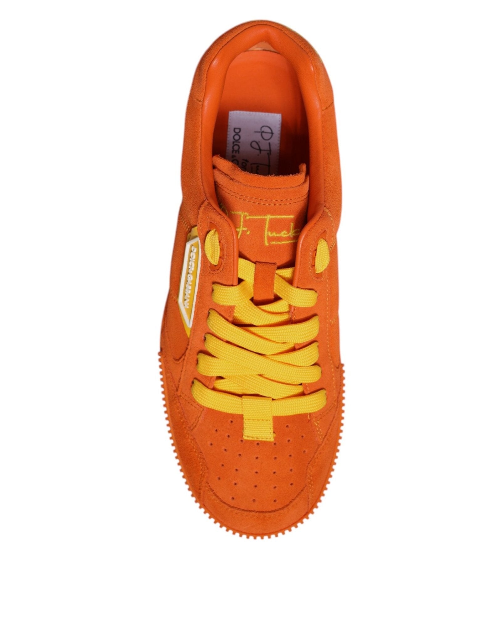 Dolce & Gabbana Orange Miami Leather Low Top Sneakers Shoes - SMARTMARTNZ