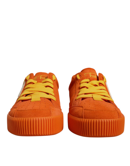 Dolce & Gabbana Orange Miami Leather Low Top Sneakers Shoes - SMARTMARTNZ