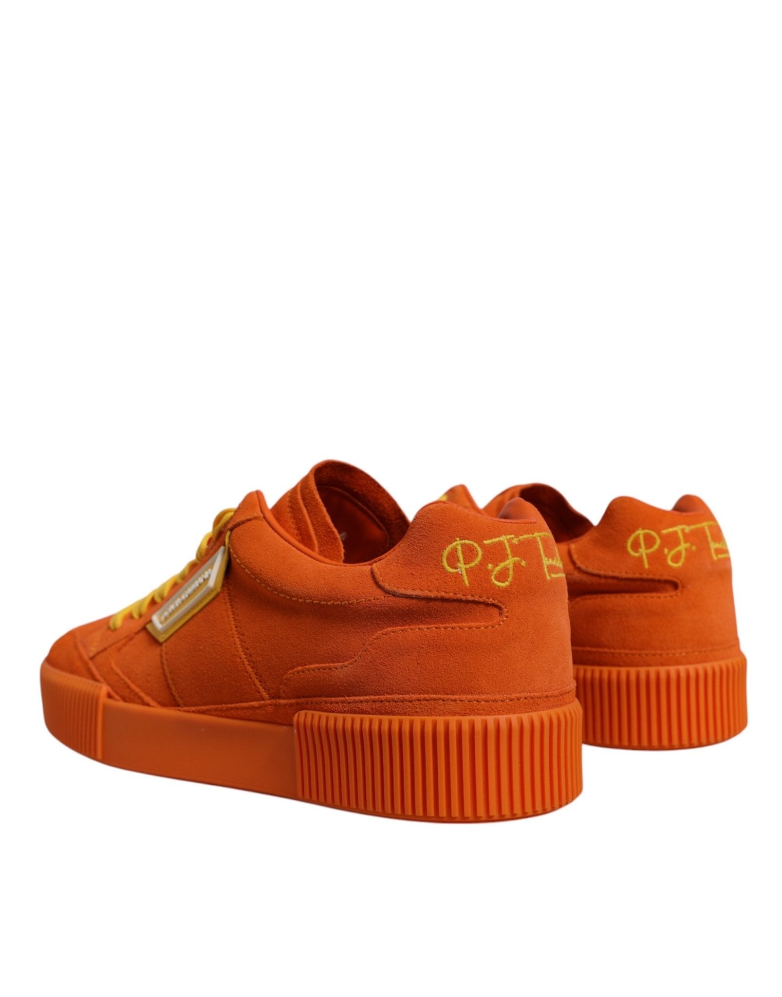 Dolce & Gabbana Orange Miami Leather Low Top Sneakers Shoes - SMARTMARTNZ