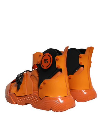 Dolce & Gabbana Orange Multi Panel Chunky High Top Sneakers Shoes - SMARTMARTNZ