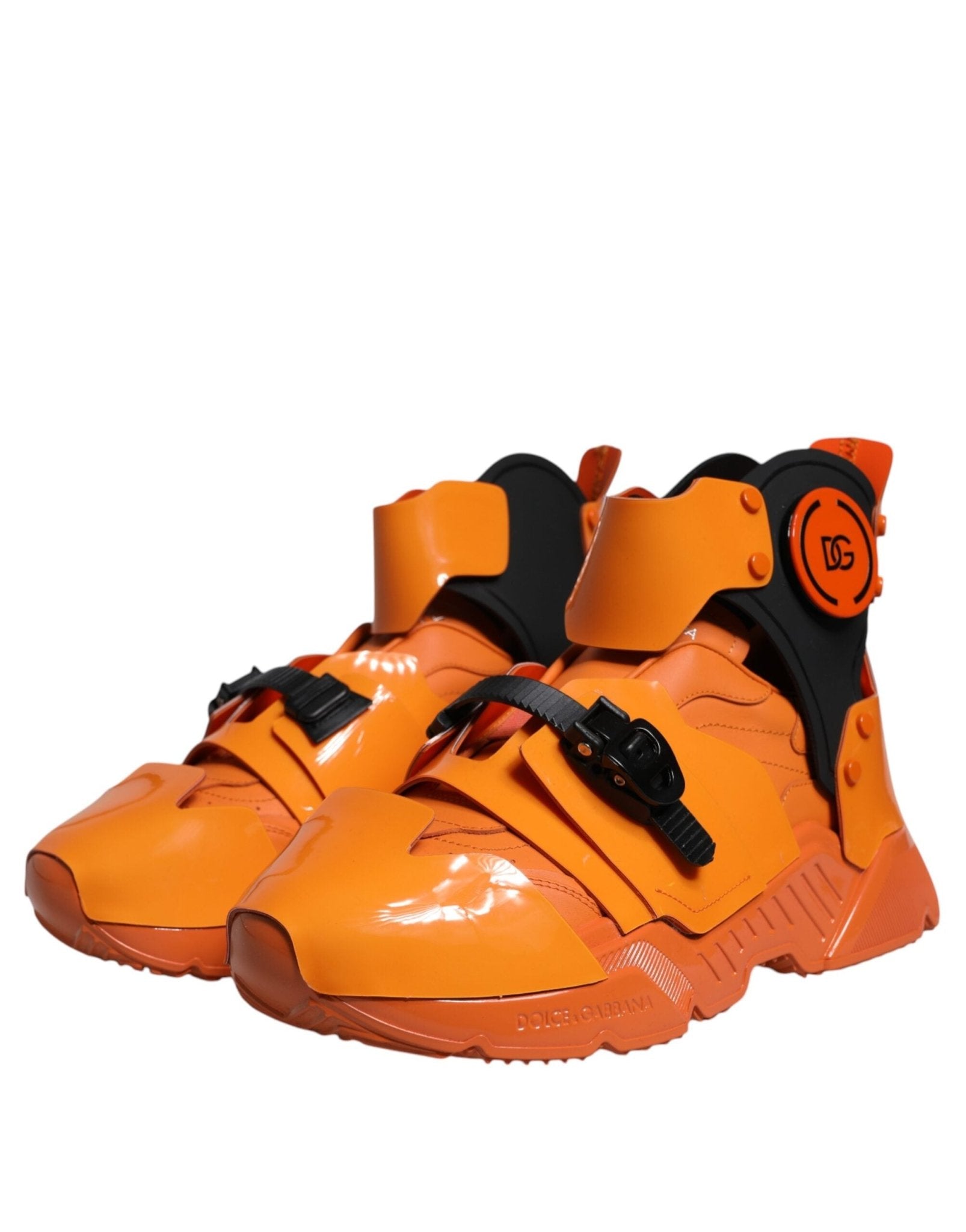 Dolce & Gabbana Orange Multi Panel Chunky High Top Sneakers Shoes - SMARTMARTNZ