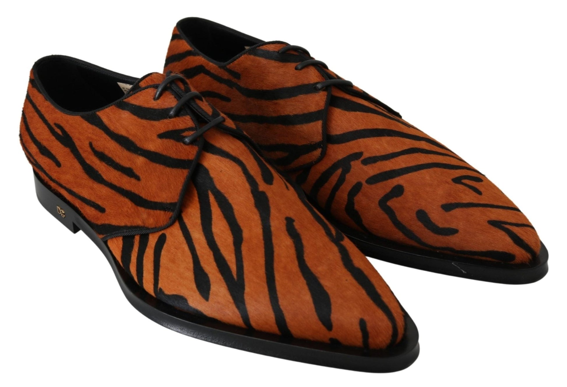 Dolce & Gabbana Orange Pony Hair Formal Dress Broque Shoes - SMARTMARTNZ