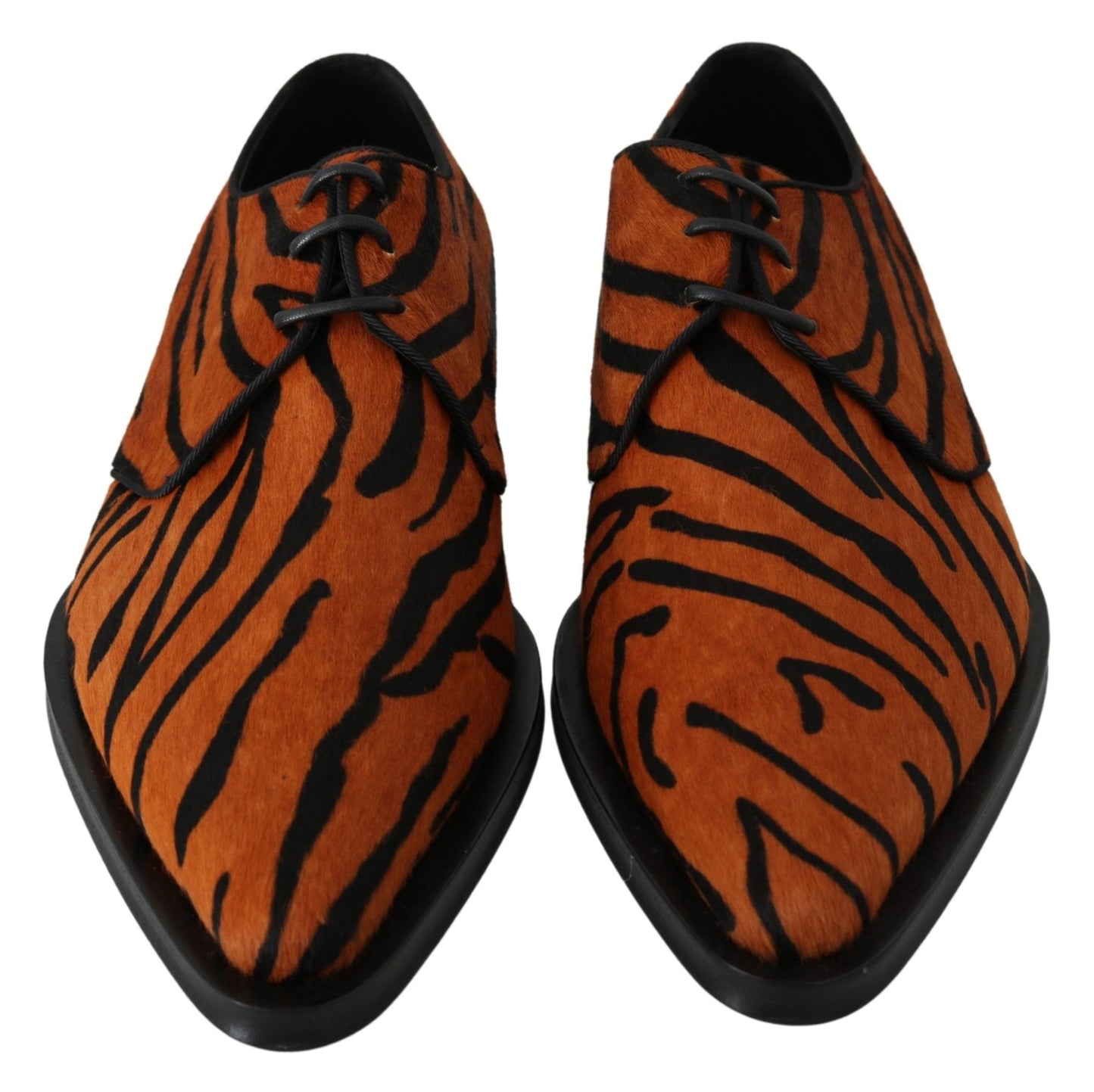 Dolce & Gabbana Orange Pony Hair Formal Dress Broque Shoes - SMARTMARTNZ