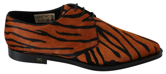 Dolce & Gabbana Orange Pony Hair Formal Dress Broque Shoes - SMARTMARTNZ