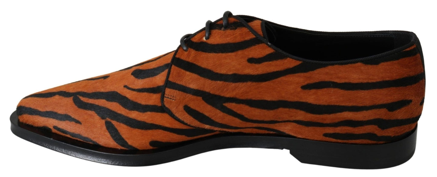 Dolce & Gabbana Orange Pony Hair Formal Dress Broque Shoes - SMARTMARTNZ