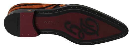 Dolce & Gabbana Orange Pony Hair Formal Dress Broque Shoes - SMARTMARTNZ