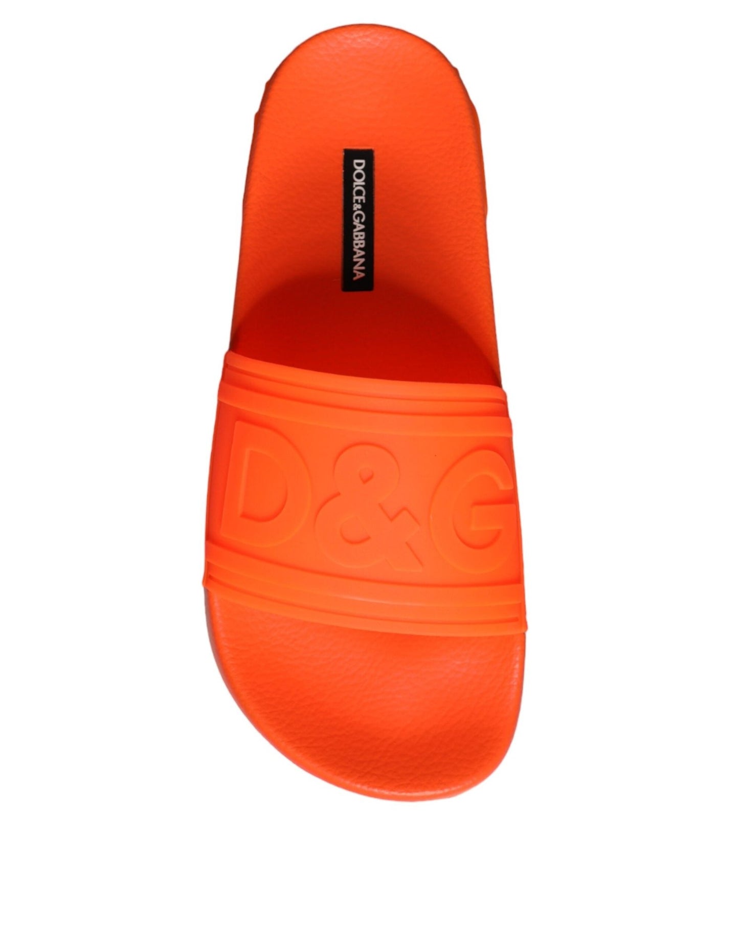 Dolce & Gabbana Orange Rubber Slides Sandals Beachwear Shoes - SMARTMARTNZ