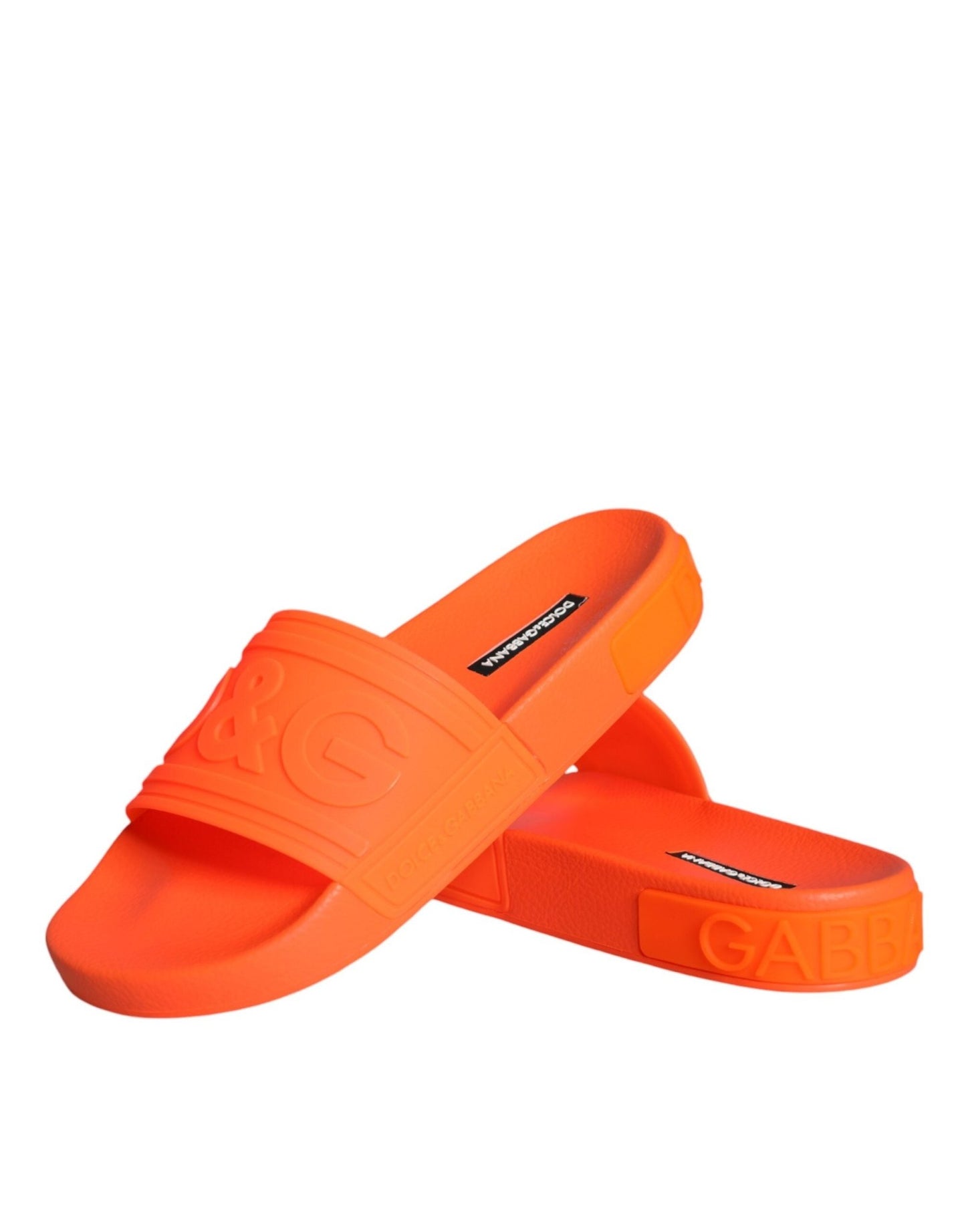 Dolce & Gabbana Orange Rubber Slides Sandals Beachwear Shoes - SMARTMARTNZ
