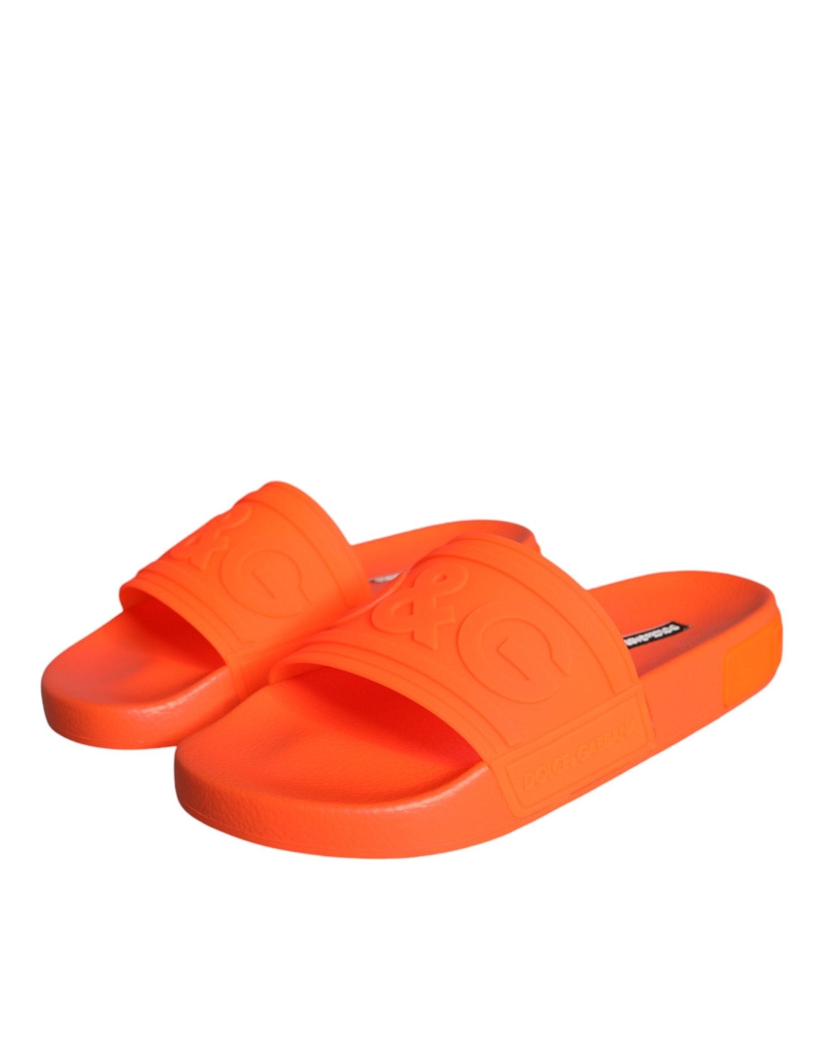 Dolce & Gabbana Orange Rubber Slides Sandals Beachwear Shoes - SMARTMARTNZ