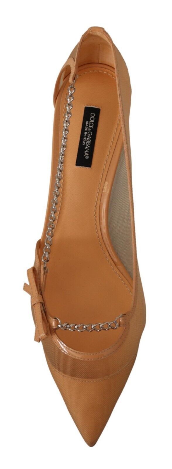 Dolce & Gabbana Peach Mesh Leather Chains Heels Pumps Shoes - SMARTMARTNZ