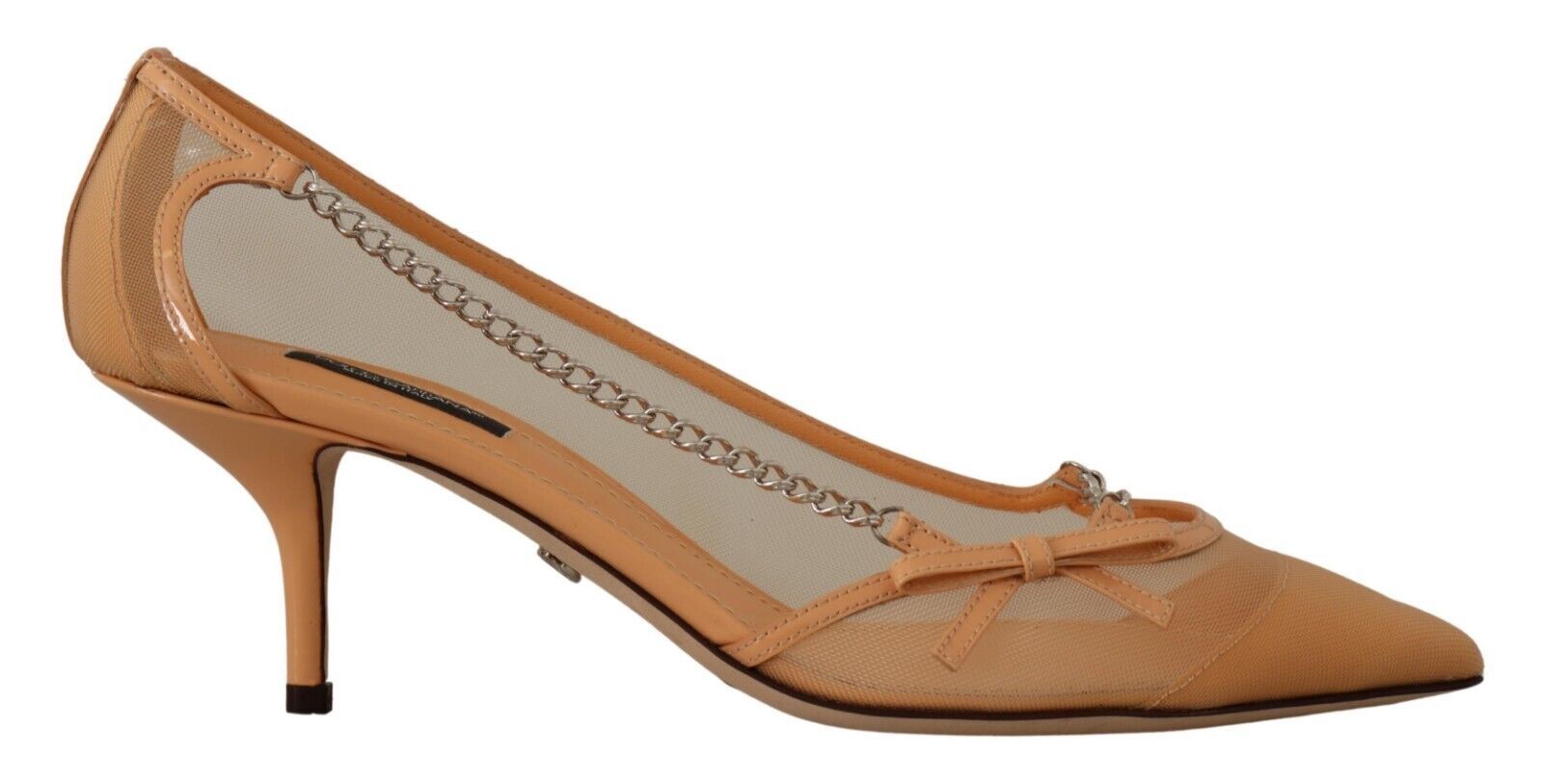 Dolce & Gabbana Peach Mesh Leather Chains Heels Pumps Shoes - SMARTMARTNZ