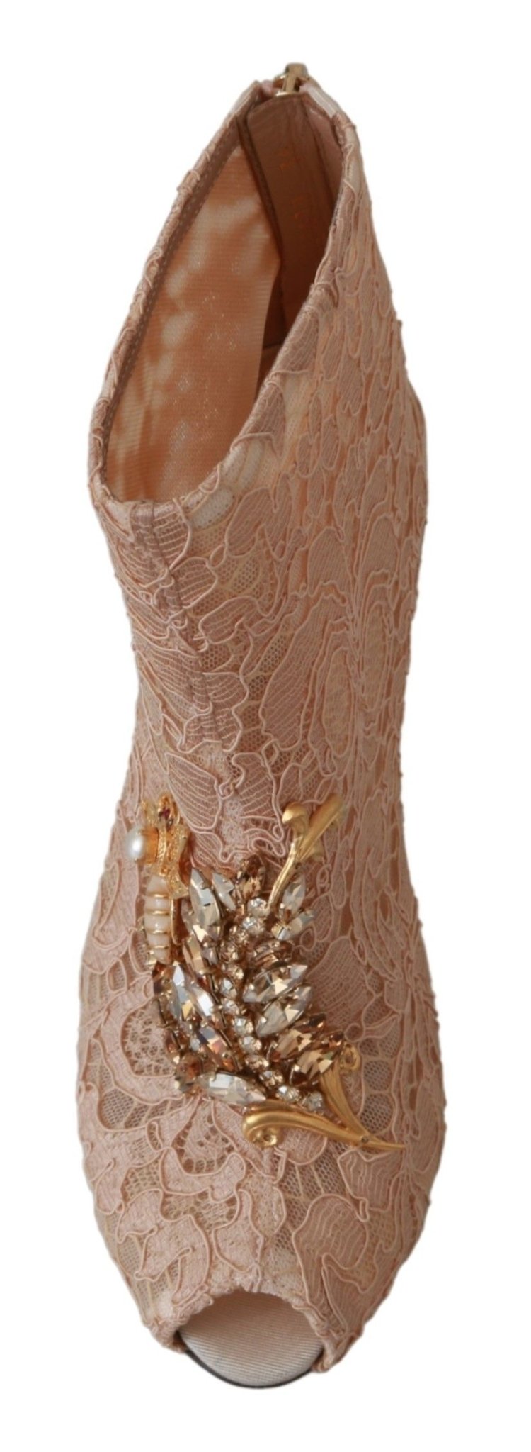 Dolce & Gabbana Pink Crystal Lace Booties Stilettos Shoes - SMARTMARTNZ