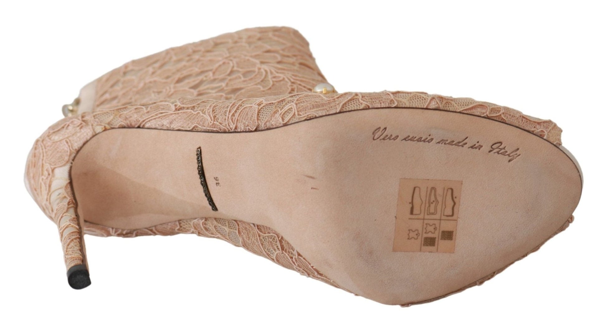 Dolce & Gabbana Pink Crystal Lace Booties Stilettos Shoes - SMARTMARTNZ